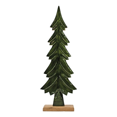 WXI43593-LG Large Wood & Green Enamel Tree