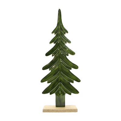 WXI59549-SM Small Enamel Green Pine Tree on Stand