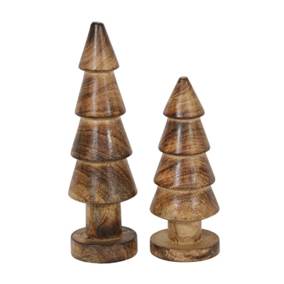 WXI63576-2S Set of 2 Antique Wood Trees