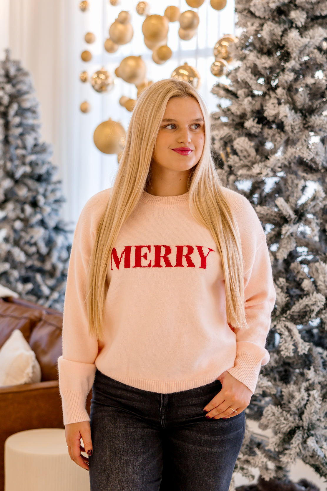 Merry Knit Sweater | Blush/Red