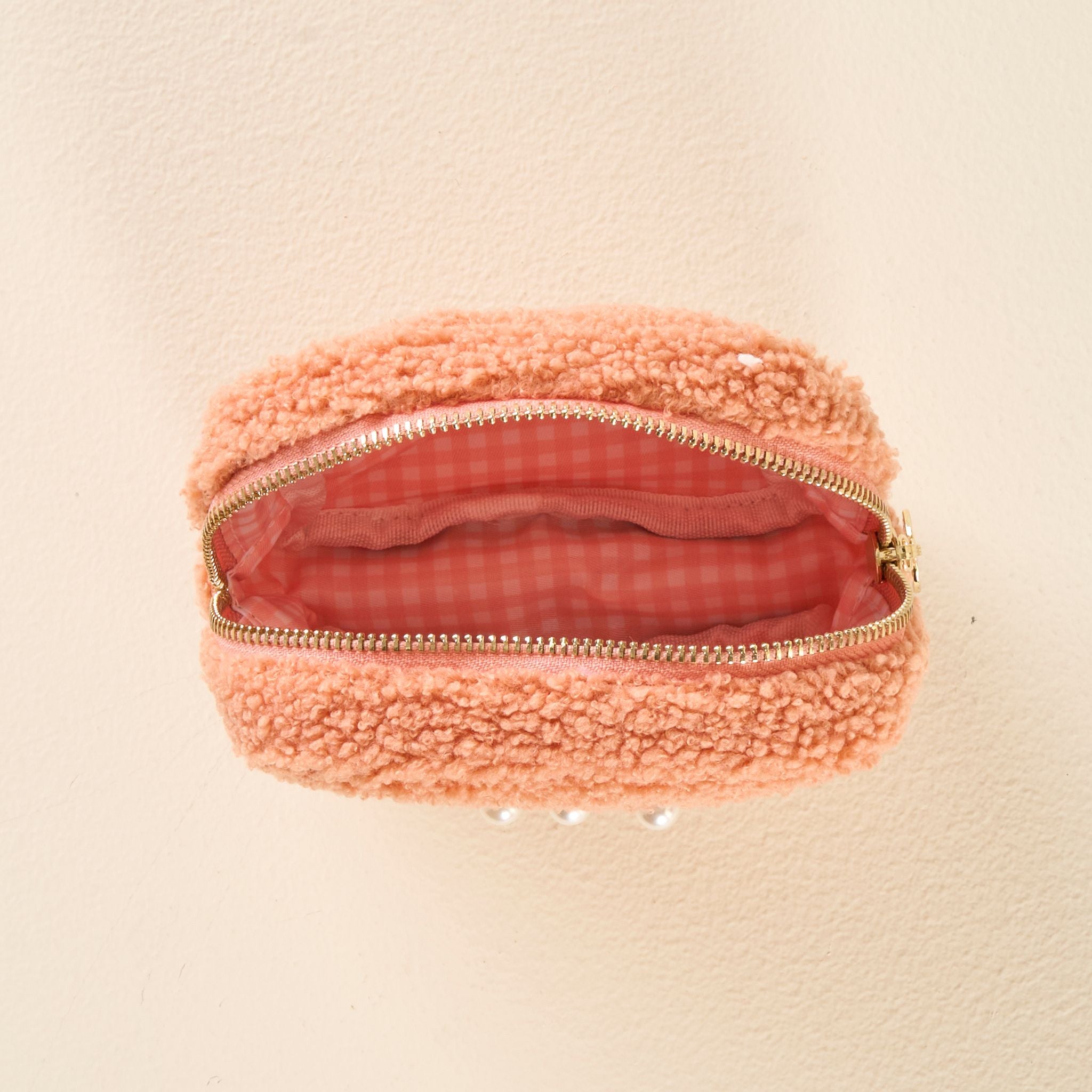 Teddy Pouch Square | Pearl Peach
