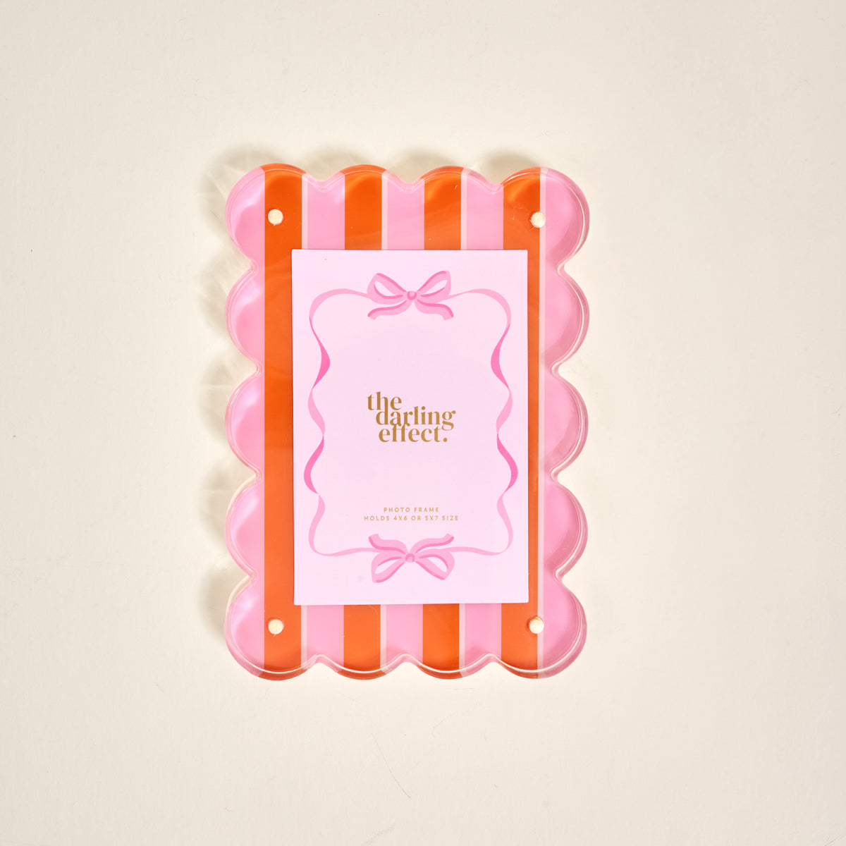 Rectangle Scalloped Acrylic Frame | Sicily Stripes Pink