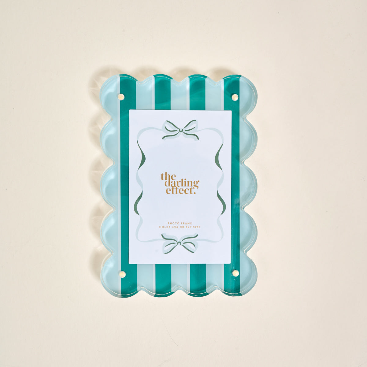 Rectangle Scalloped Acrylic Frame | Sicily Stripes Teal