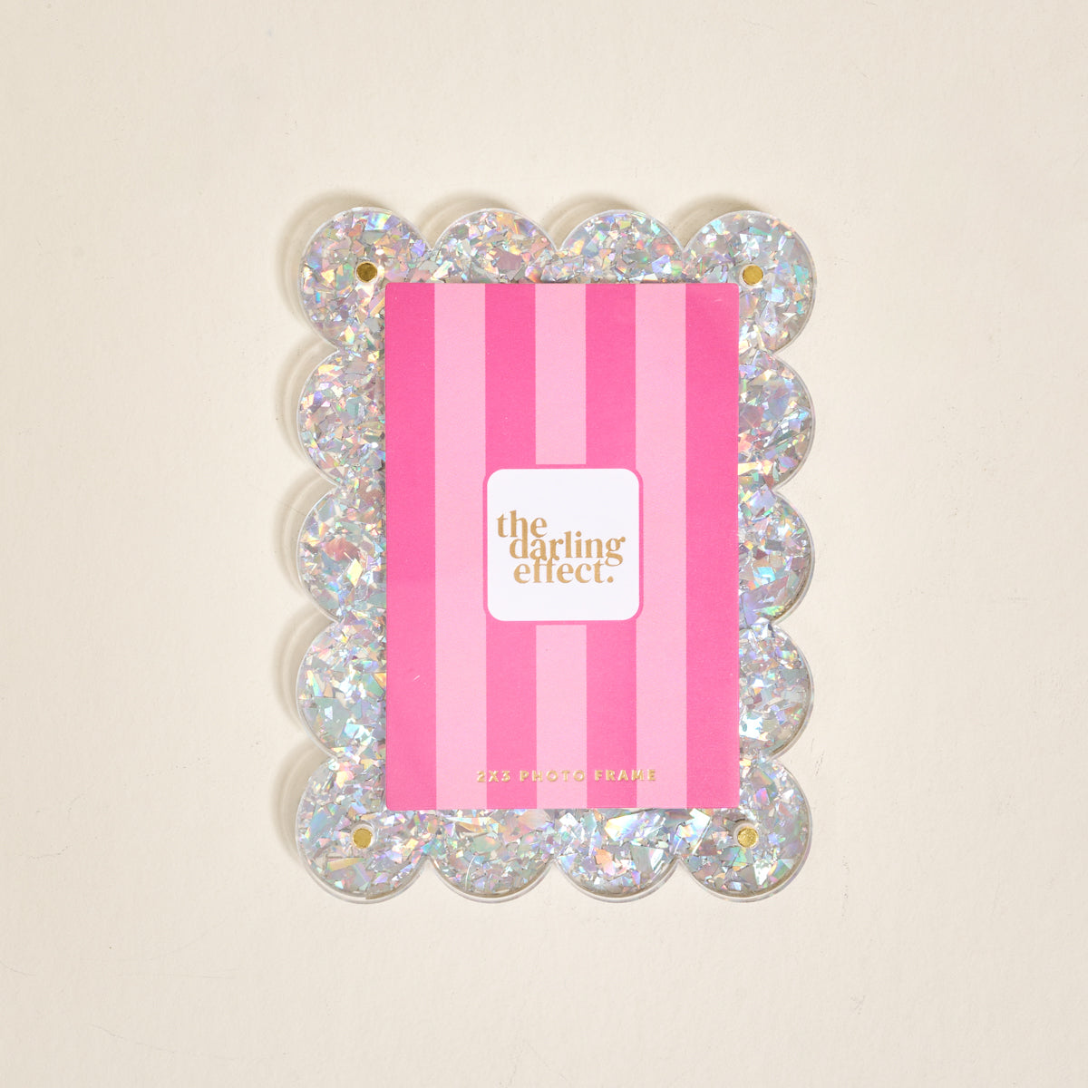 Mini Acrylic Picture Frame Magnet | Silver Glitter