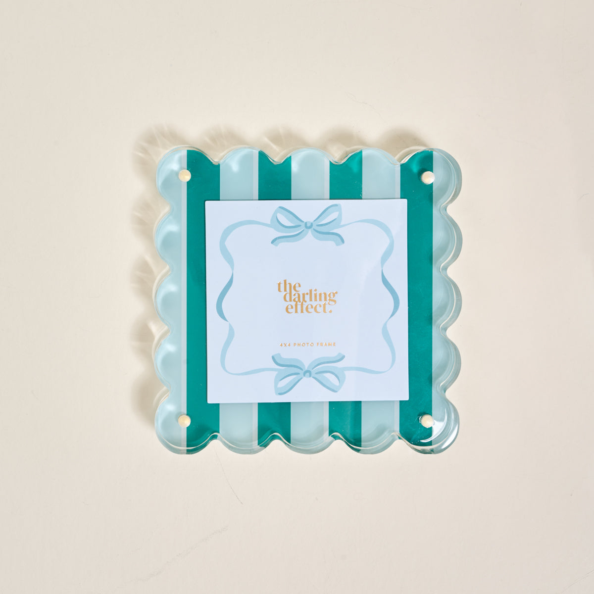 Square Scalloped Acrylic Frame | Sicily Stripes Teal