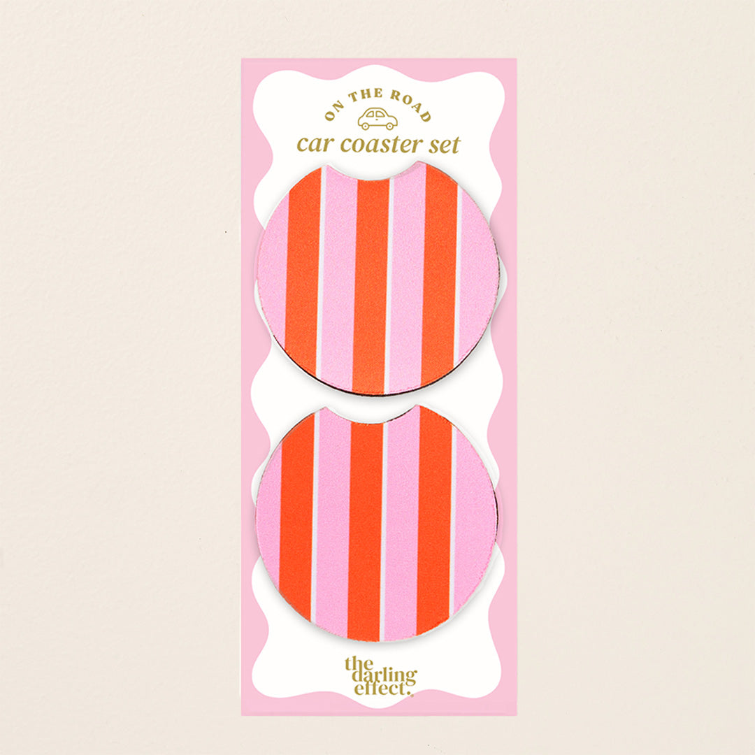 Car Coasters | Sicily Stripes Pink