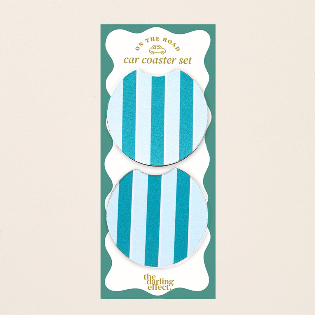 Car Coasters | Sicily Stripes Teal