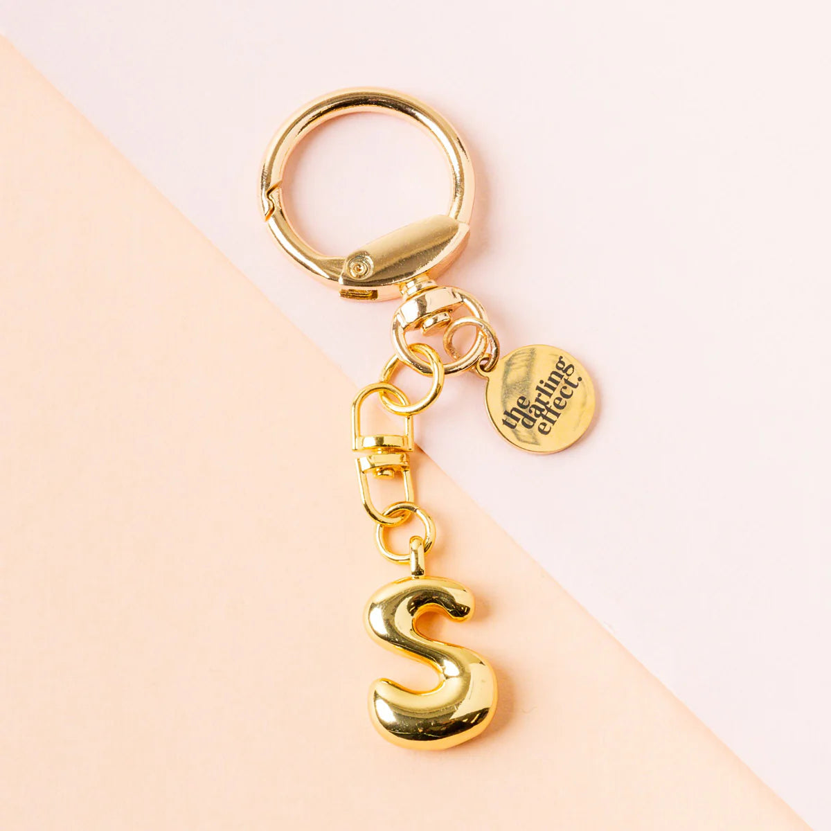 Bubble Letter Keychain | Gold