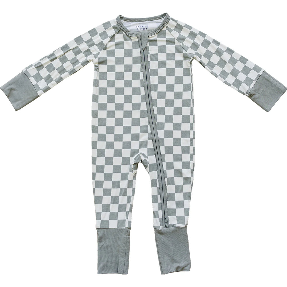 Mebie Baby Checkered Bamboo Zipper | Light Green