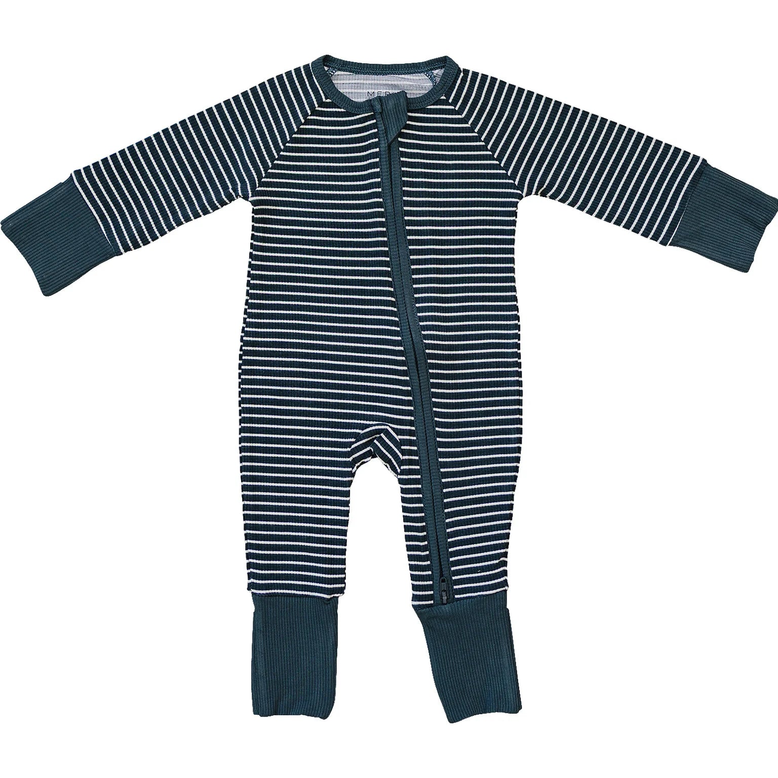 Mebie Baby Ribbed Convertible Romper | Navy Stripes