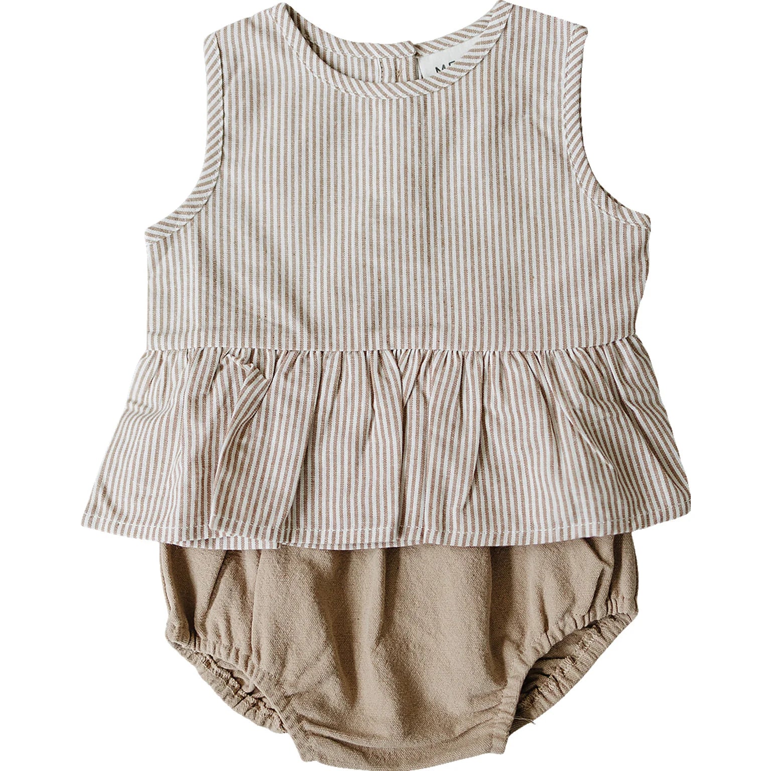 Mebie Baby Striped Peplum Set | Tan