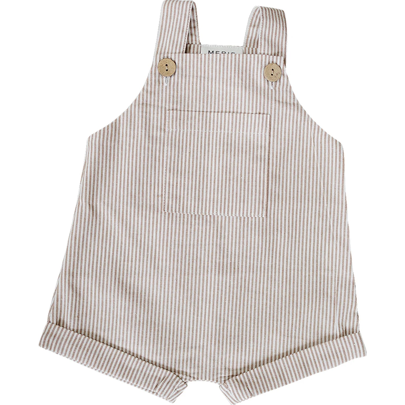 Mebie Baby Striped Short Overalls | Tan