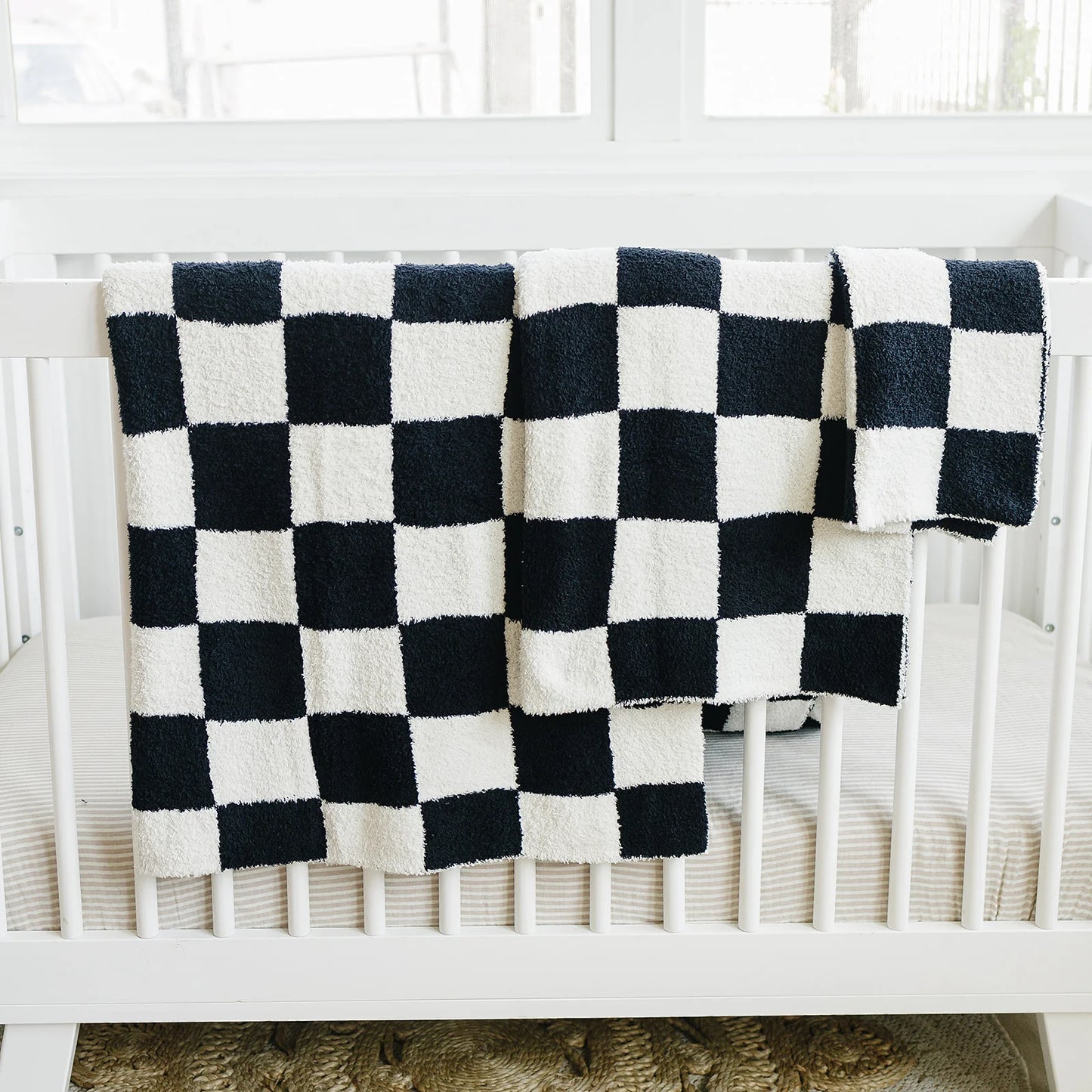 Black Checkered Plush Blanket | Child/Adult