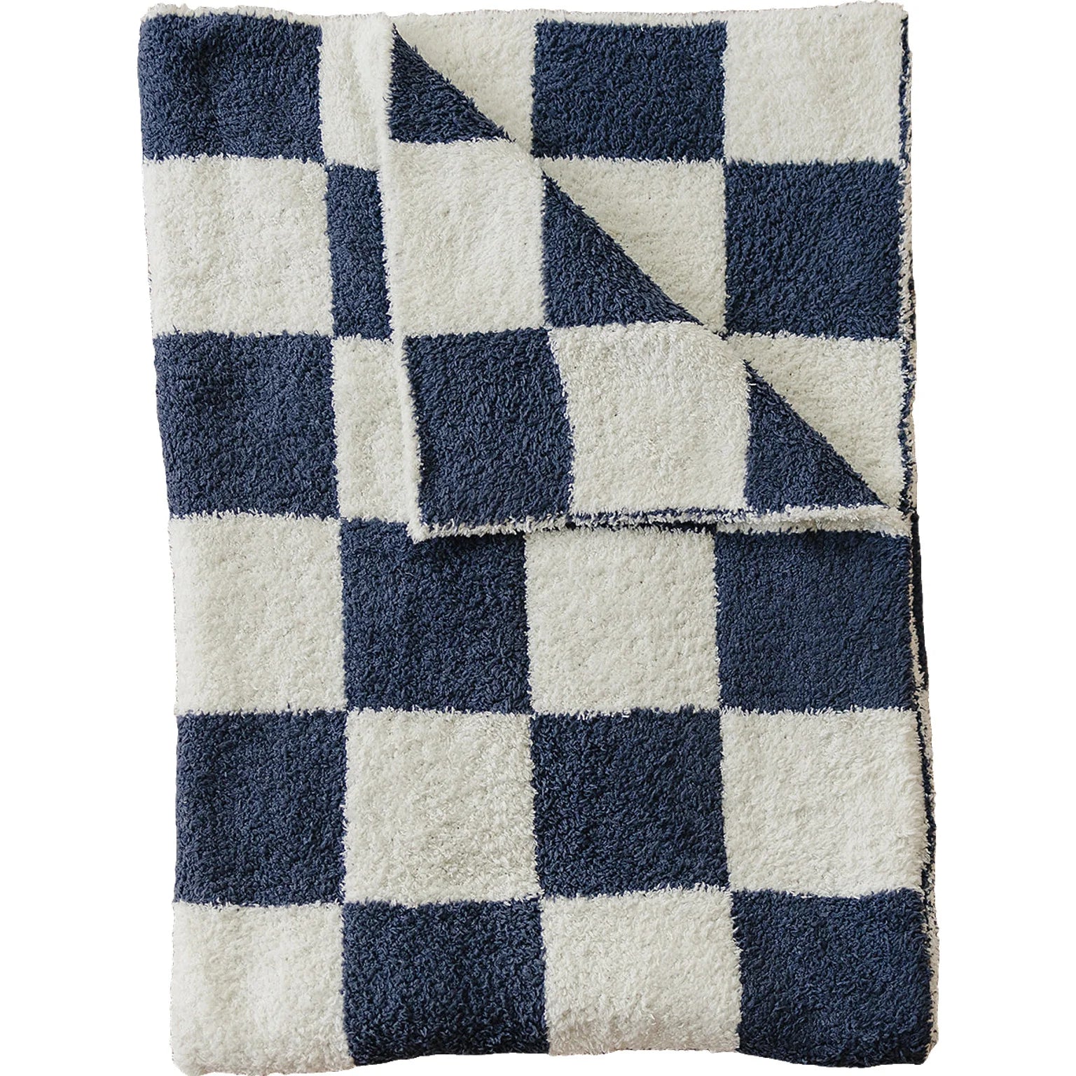 Checkered Plush Blanket Lovey 15x20 | Navy