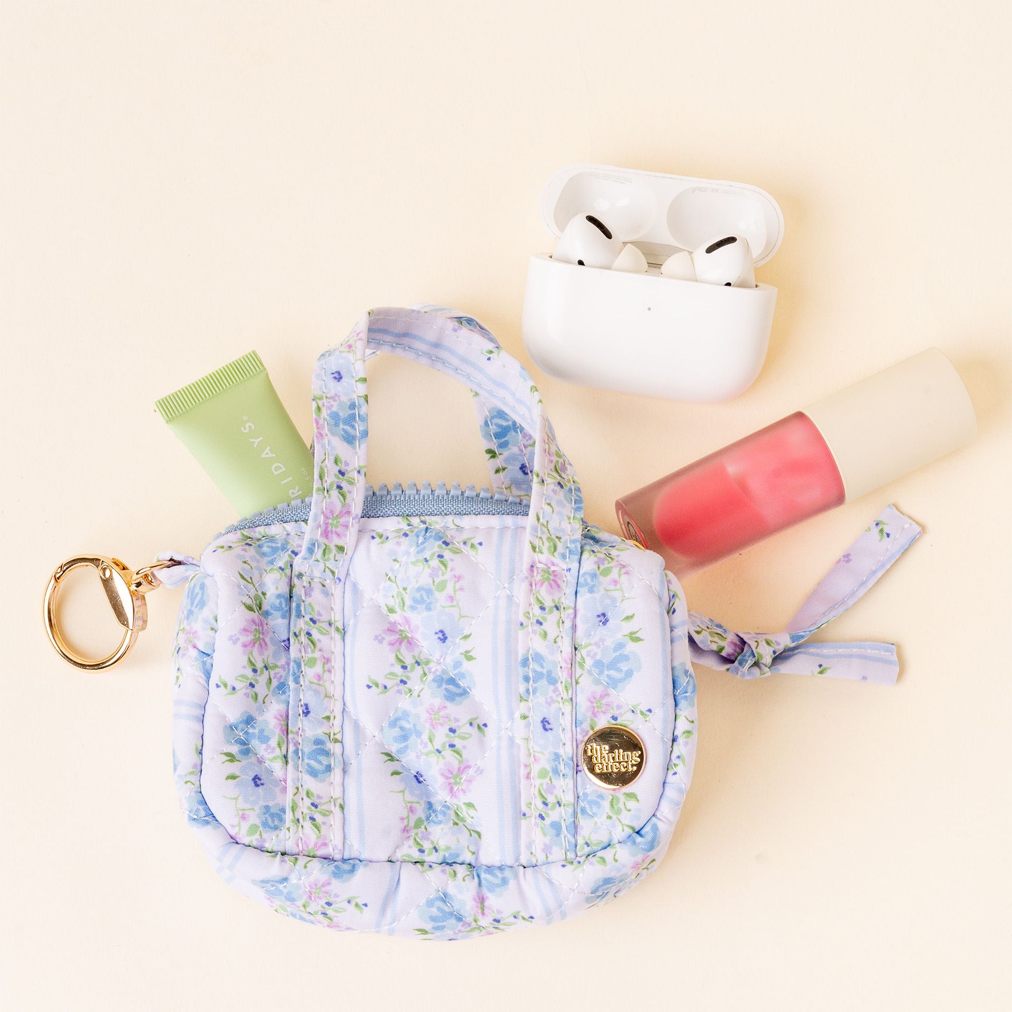 Quilted Duffle Keychain | Petal Parade Blue