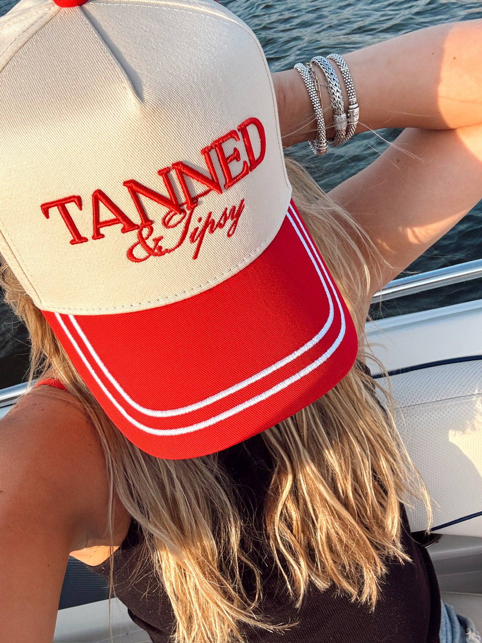 KENZKUSTOMZ Tanned & Tipsy Vintage Trucker Hat | Red