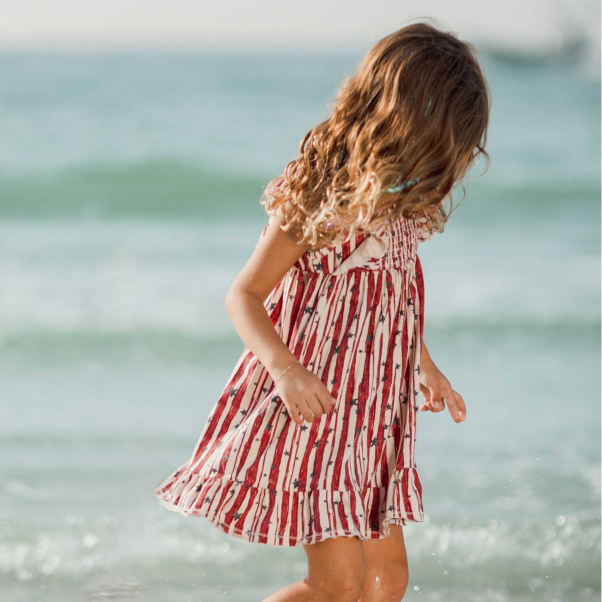 Stars & Stripes Organic Cotton Dress | Red