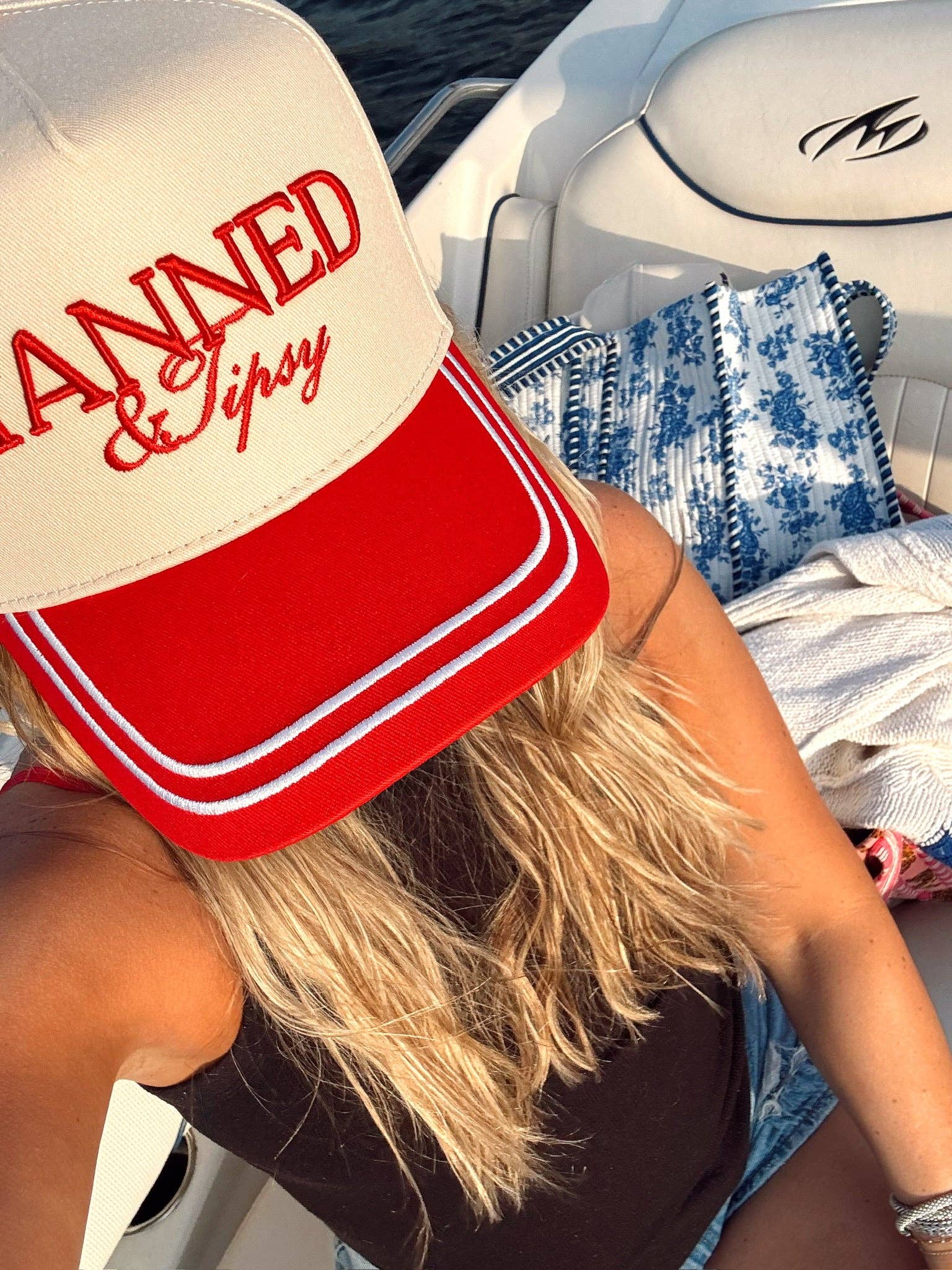 KENZKUSTOMZ Tanned & Tipsy Vintage Trucker Hat | Red