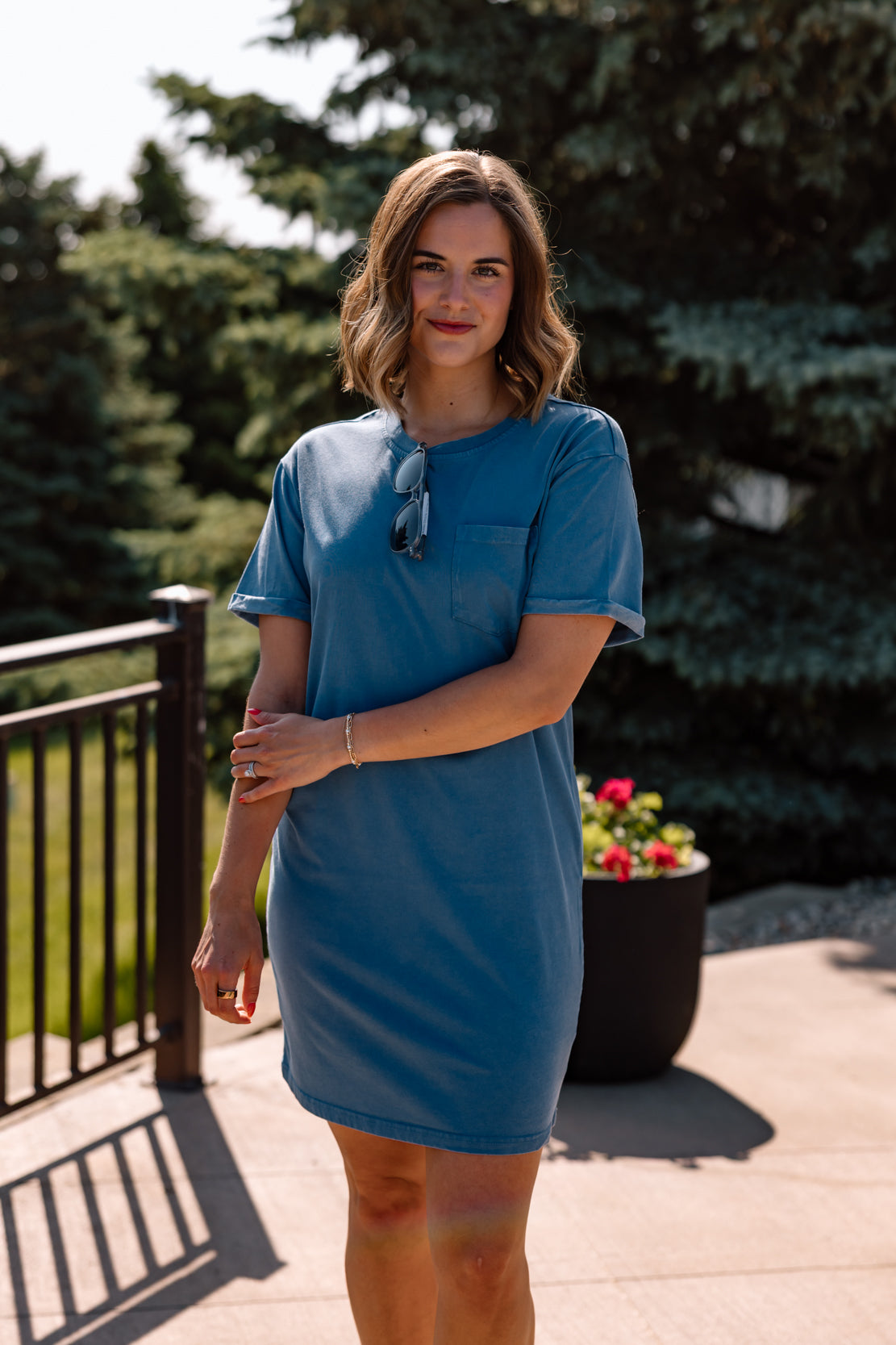 Kick Back T-Shirt Dress | Denim Blue