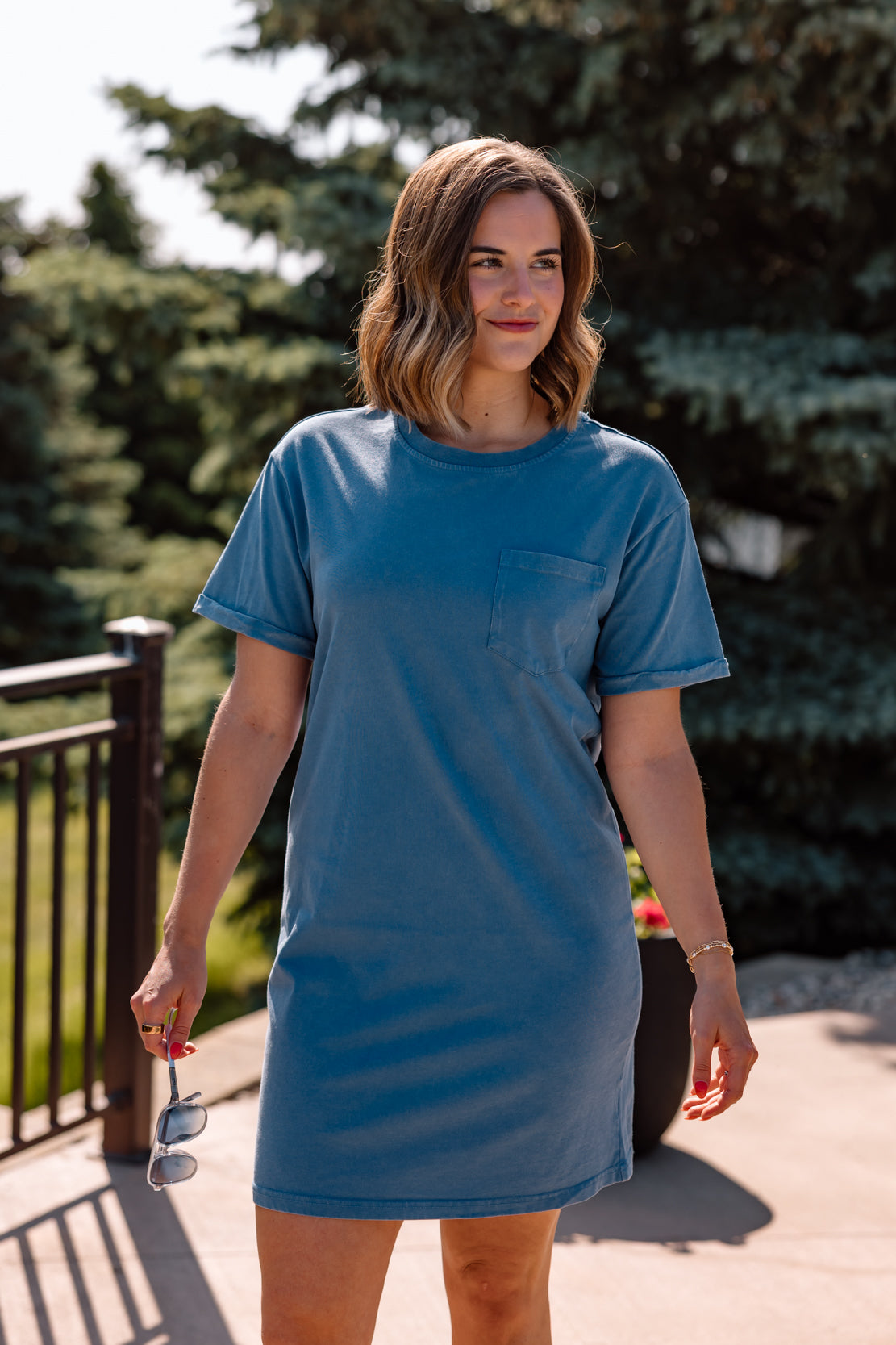 Kick Back T-Shirt Dress | Denim Blue