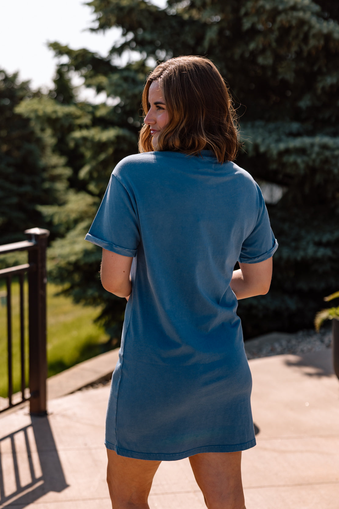 Kick Back T-Shirt Dress | Denim Blue