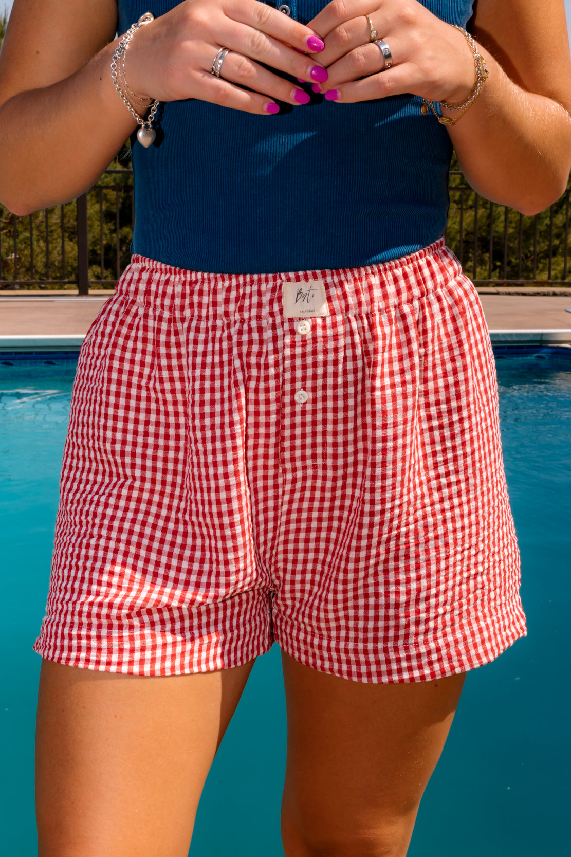 Rowyn Gingham Shorts | Red White