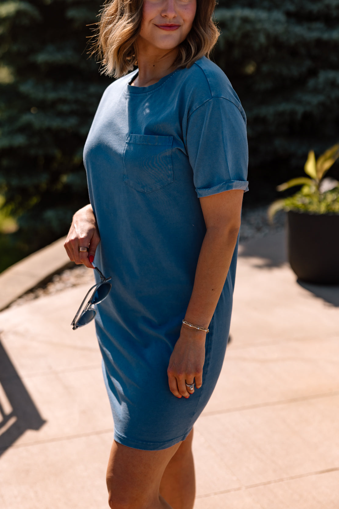 Kick Back T-Shirt Dress | Denim Blue