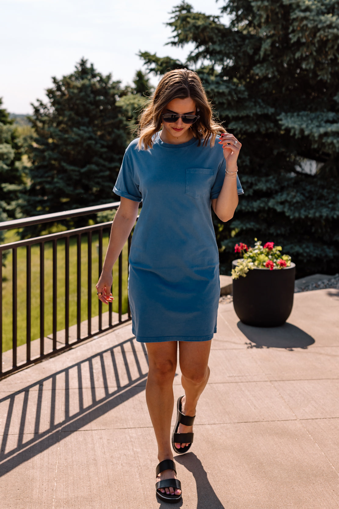Kick Back T-Shirt Dress | Denim Blue
