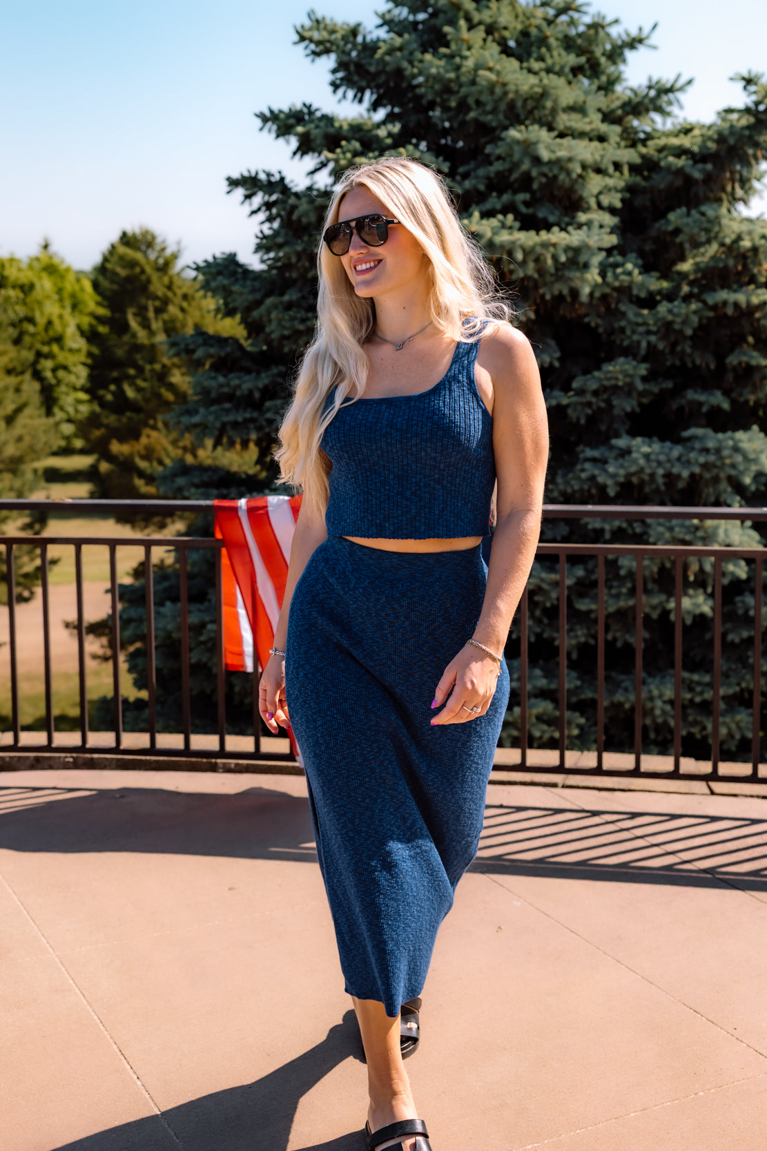 Kavala Tank & Midi Skirt Set | Navy