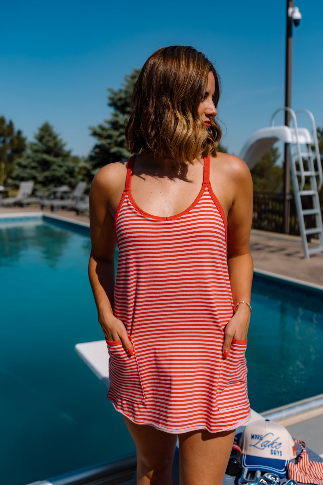 Hot Shot Printed Mini Dress | Court Stripe Grapefruit