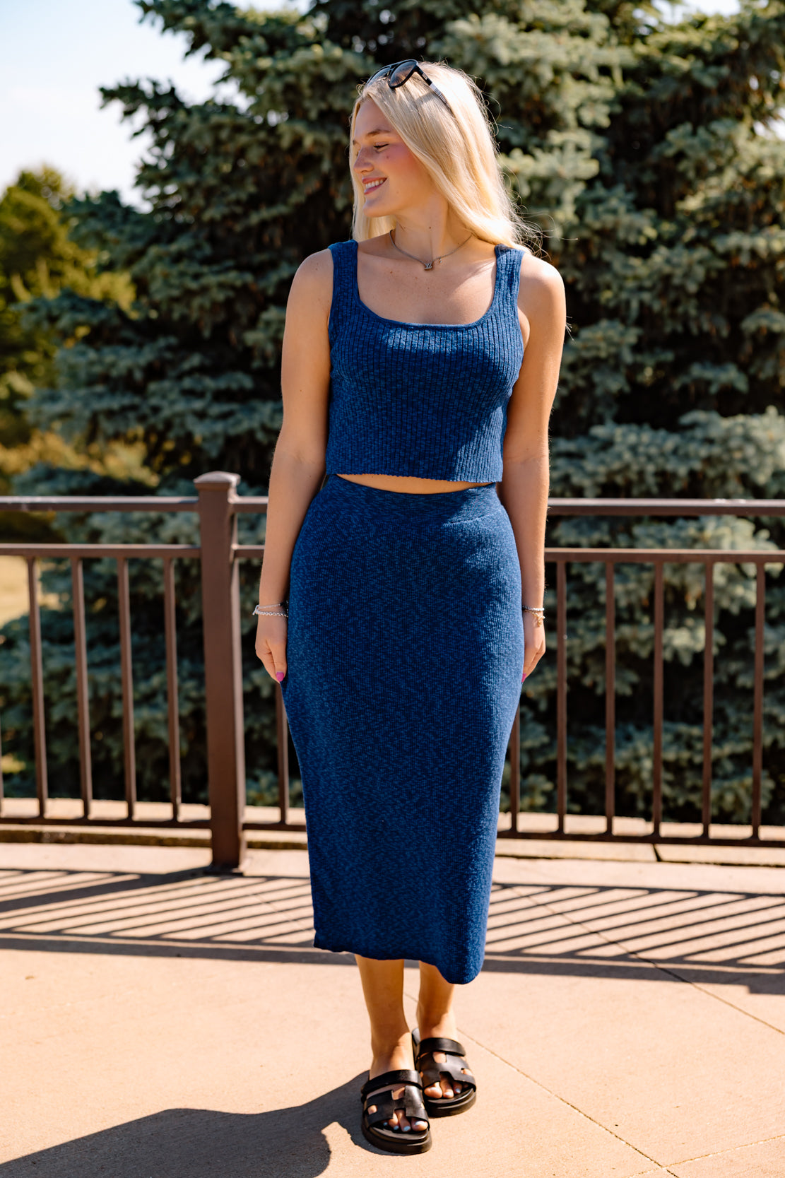 Kavala Tank & Midi Skirt Set | Navy