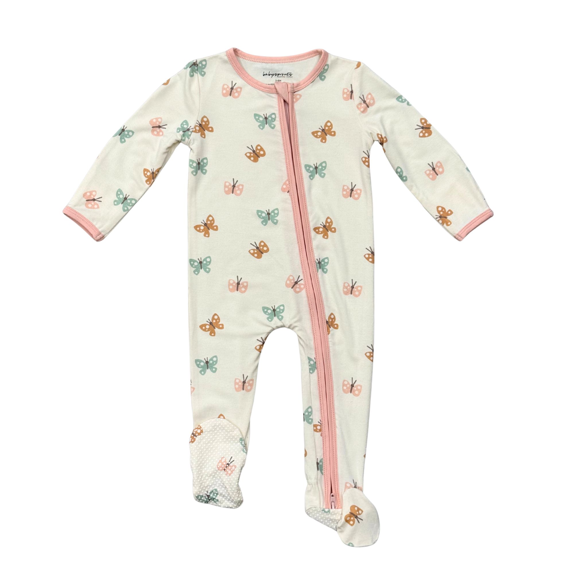 Babysprouts Foot Romper | Pastel Butterflies