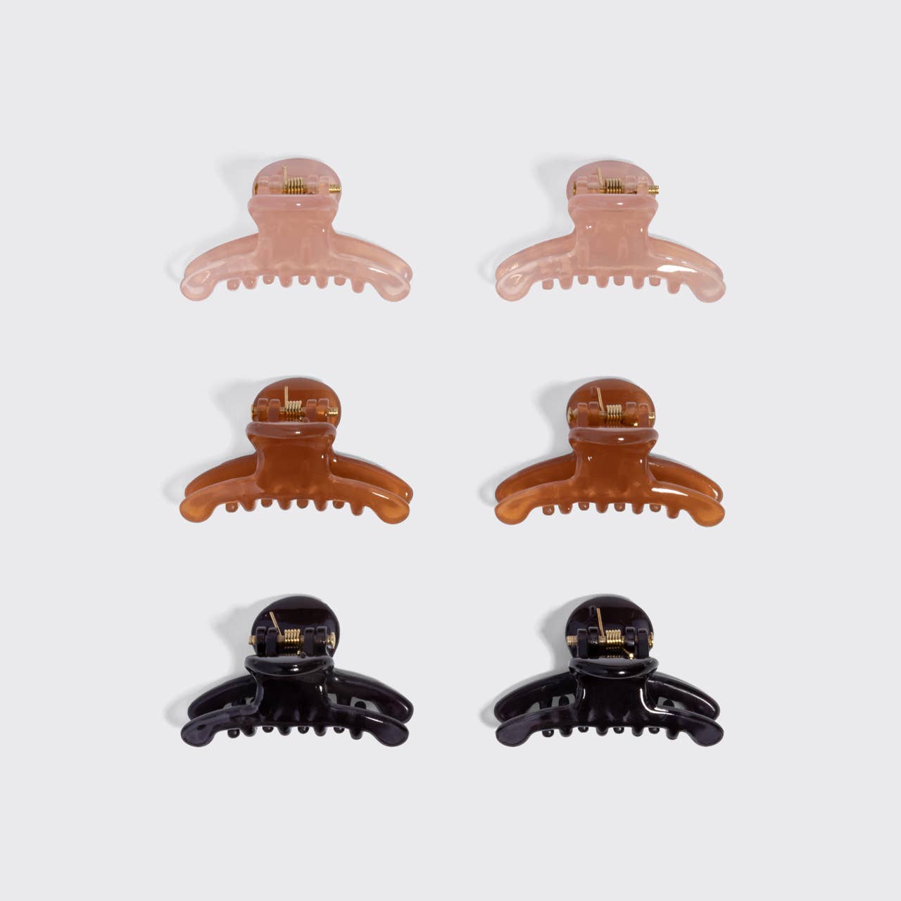 Kitsch Recycled Plastic Mini Arched Clips 6pc Set | Soft Pink, Mocha & Black