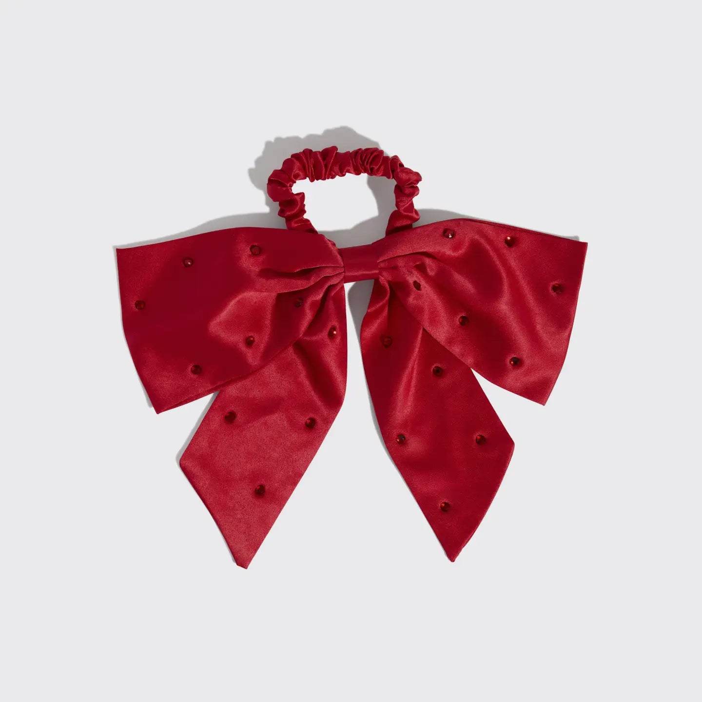 Kitsch Holiday Satin & Rhinestone Bow Scrunchie