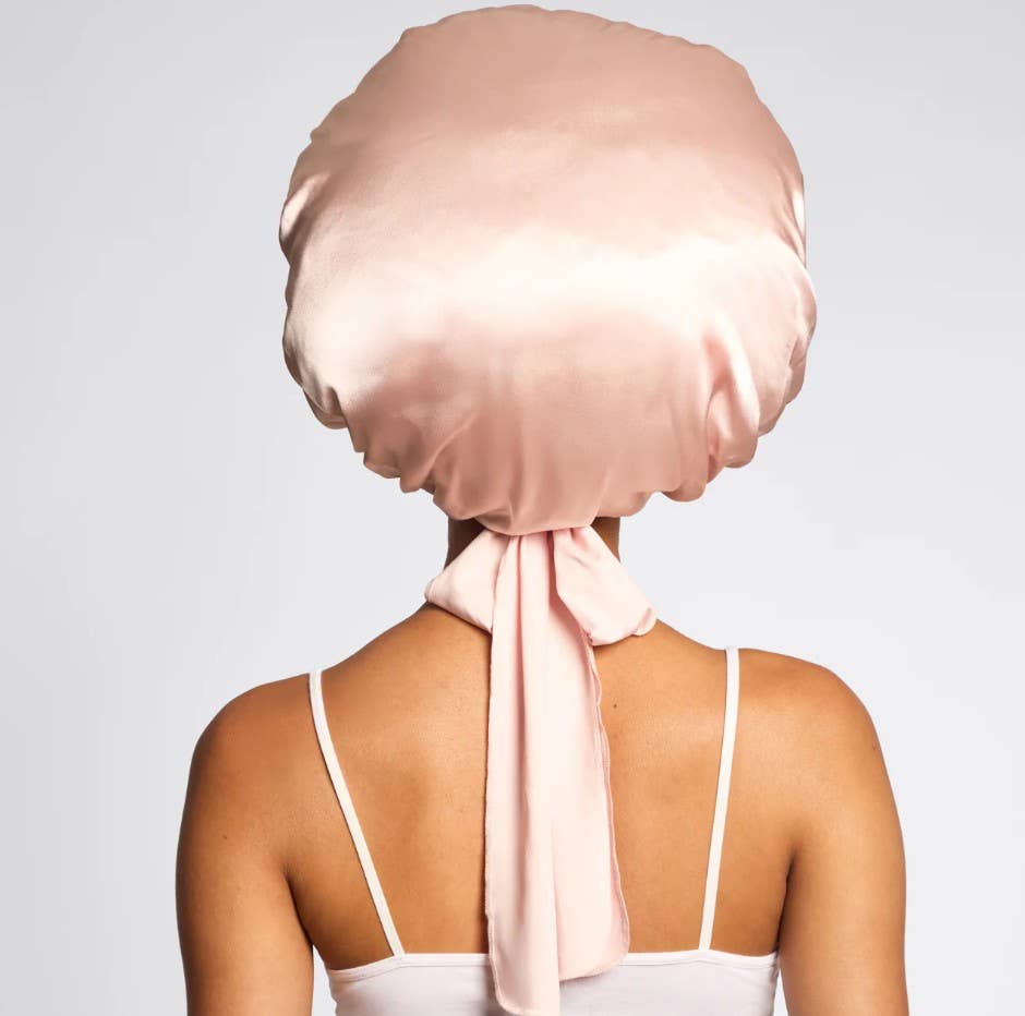 Adjustable Oversized Satin Bonnet | Blush