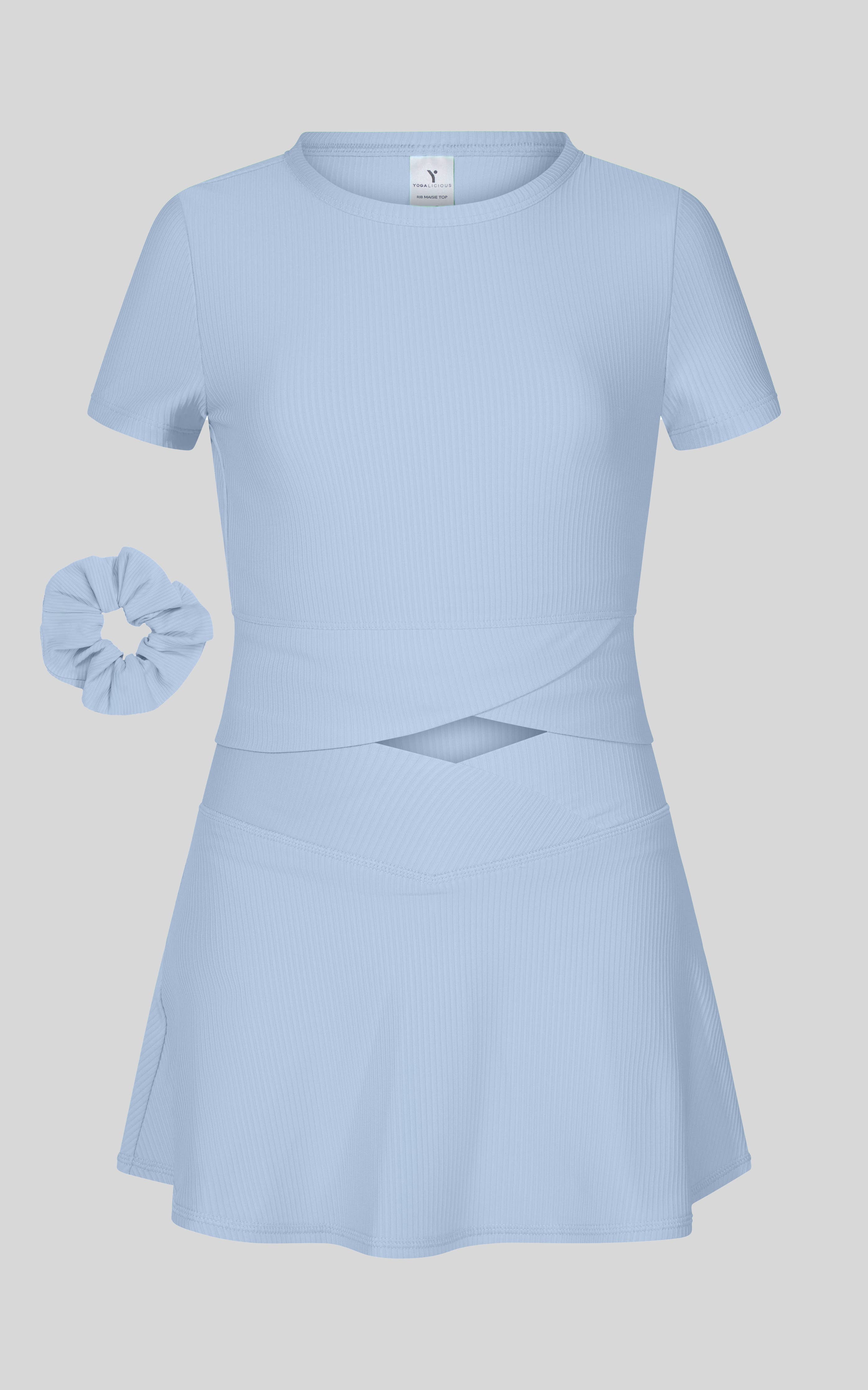 Little Girl Rib Marie Crossover Top and Skort Set | Oceantide
