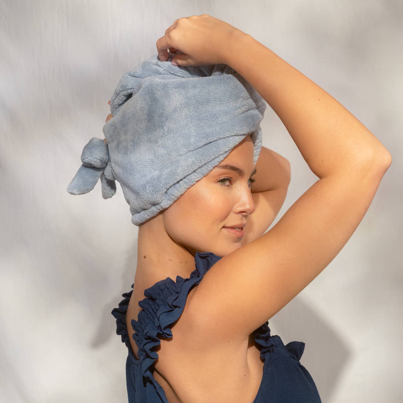 Plush Microfiber Hair Towel | Coastal Blue