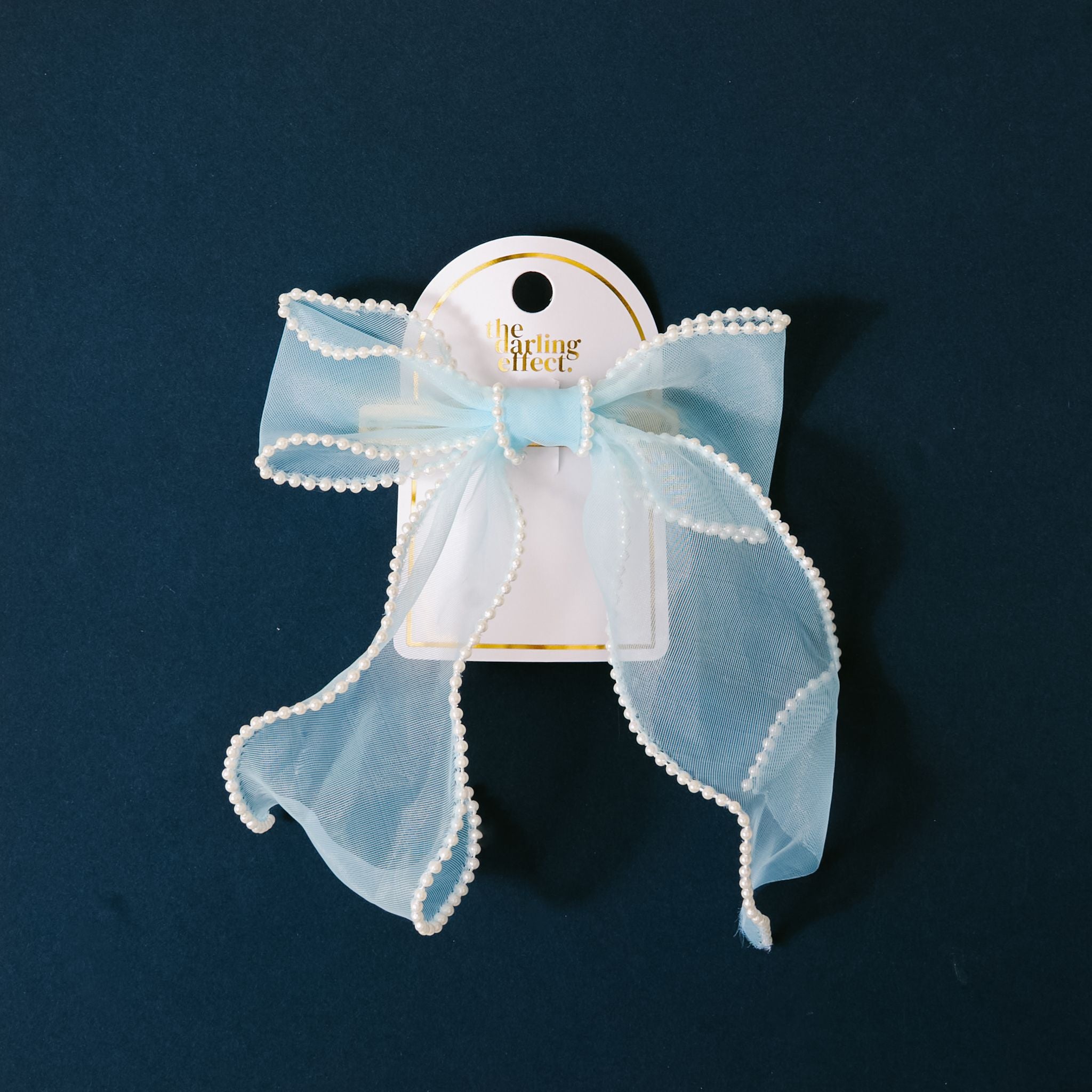 Sheer Pearl Hair Bow | Blue