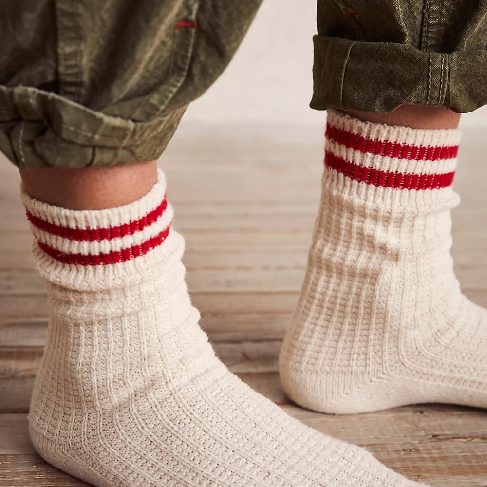 Jackson Cozy Stripe Socks | Classic Red