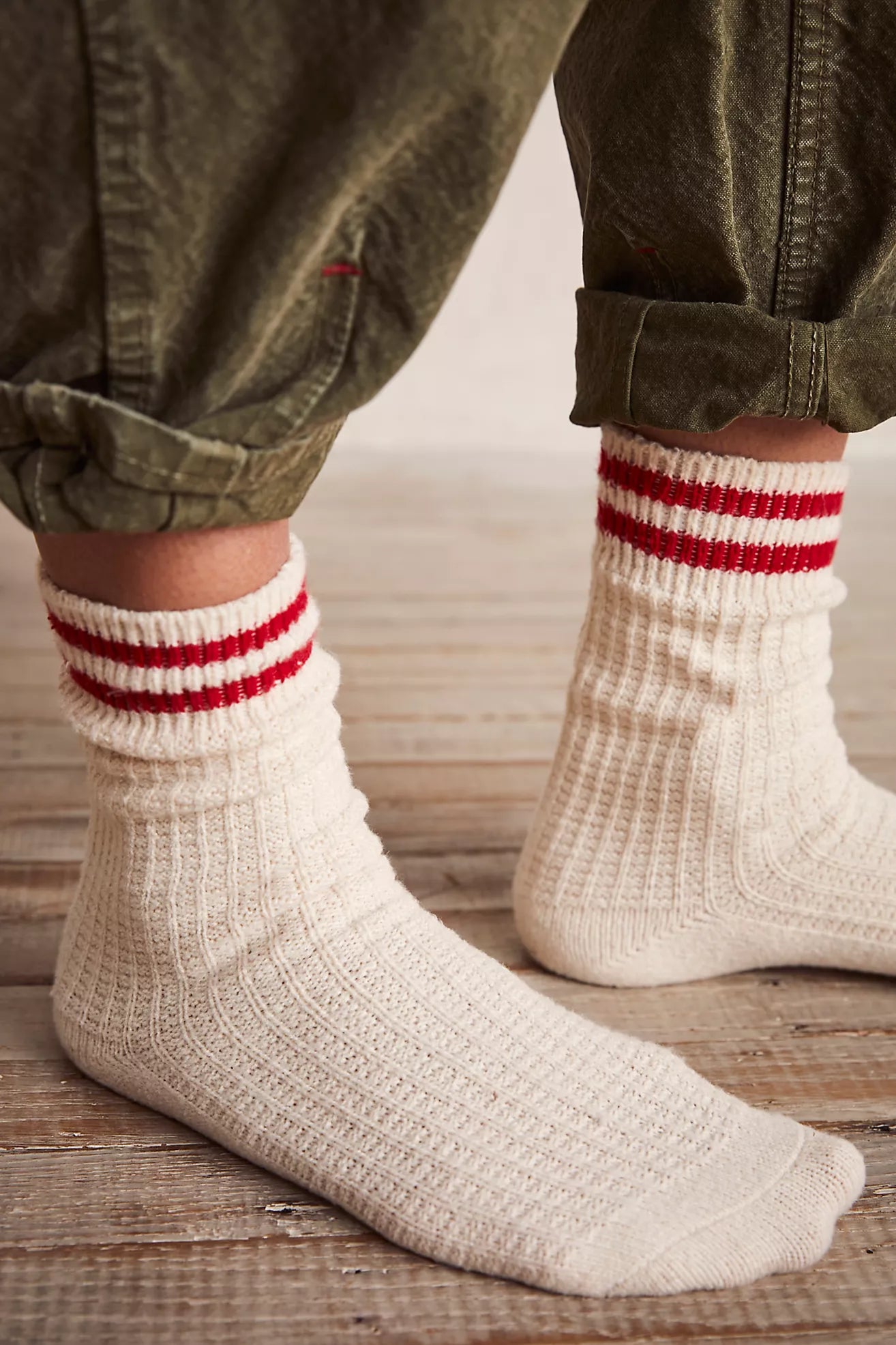 Jackson Cozy Stripe Socks | Classic Red