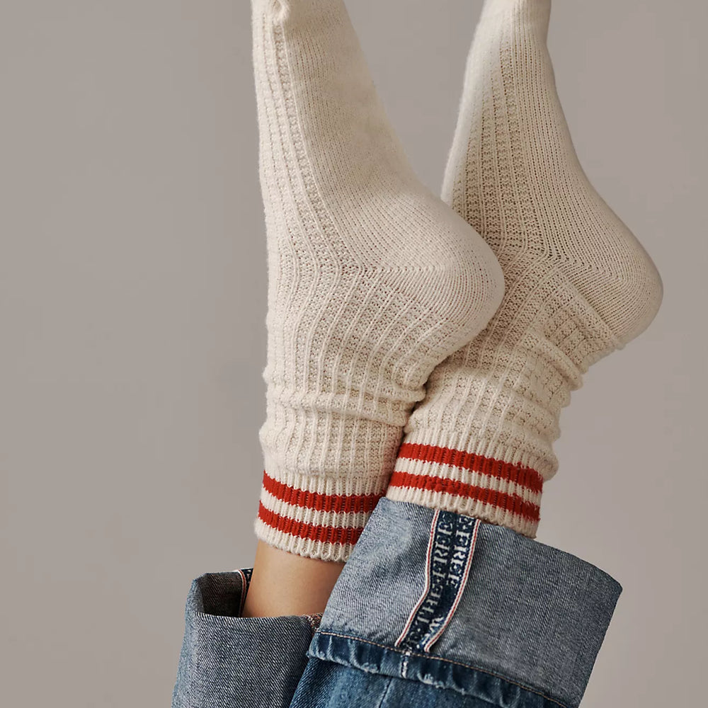 Jackson Cozy Stripe Socks | Classic Red