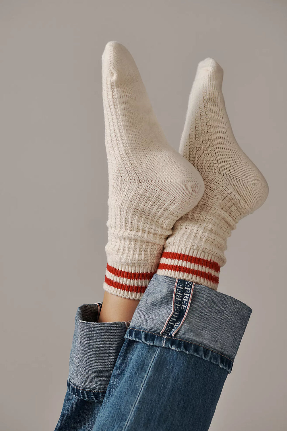 Jackson Cozy Stripe Socks | Classic Red