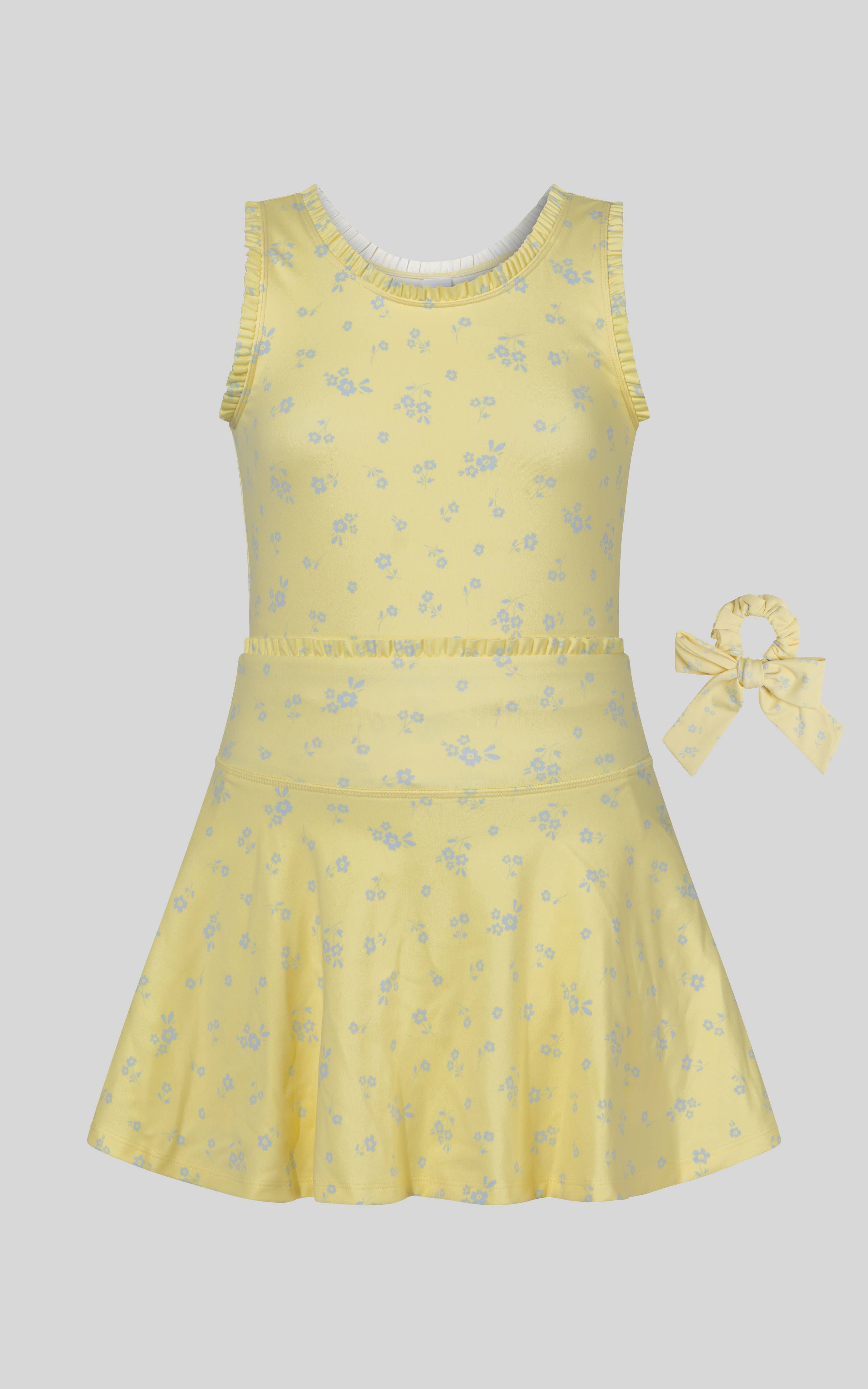 Girls Lux Lettuce Edge Tank, Skort, and Scrunchie Set | Sunbeam Bloom Daffodil