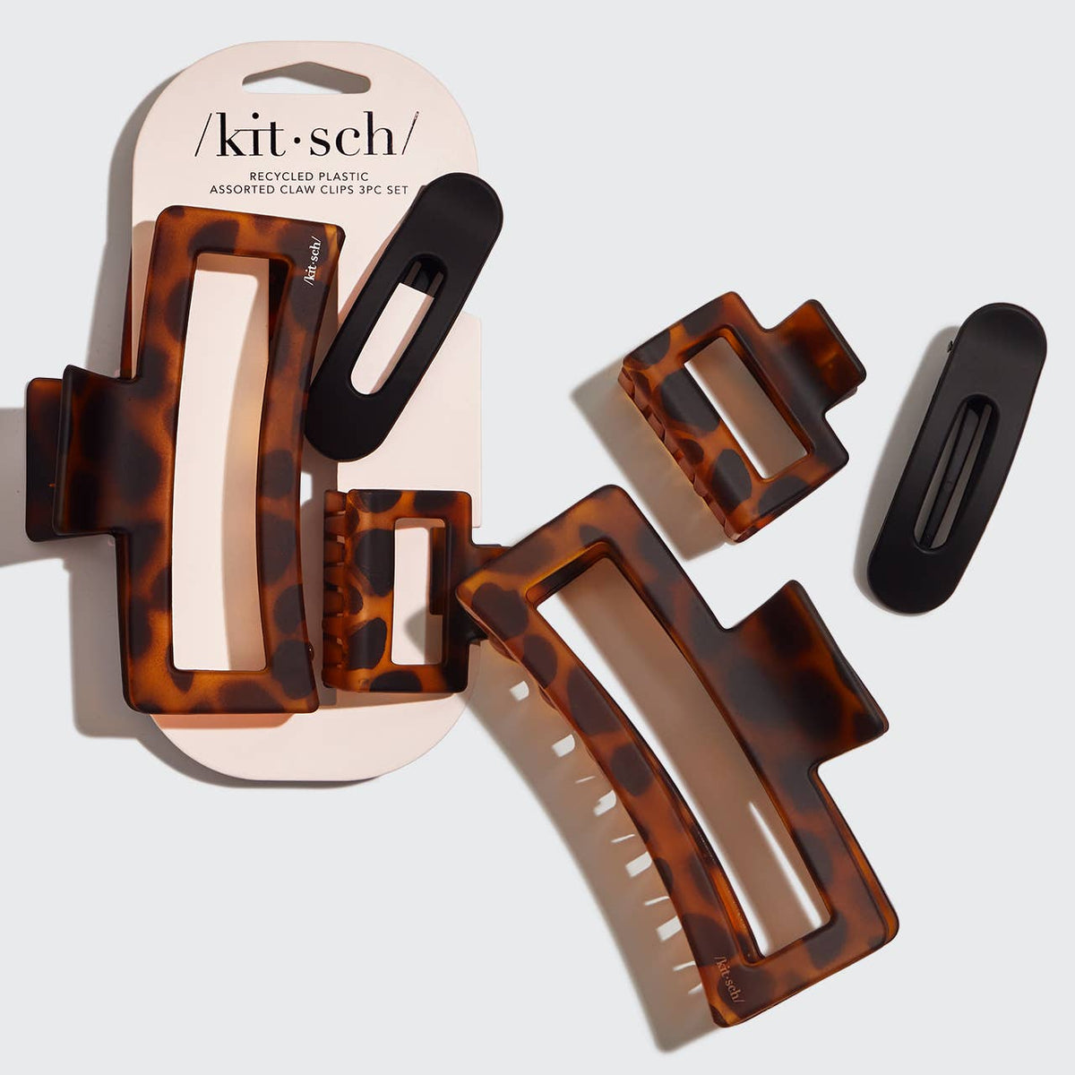 Recycled Plastic Assorted Claw Clips | Rectangle Open Shape