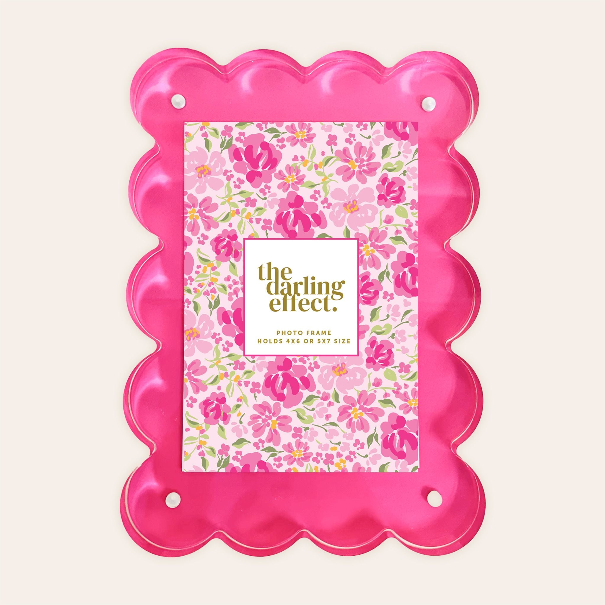 Rectangle Scalloped Acrylic Frame | Hot Pink