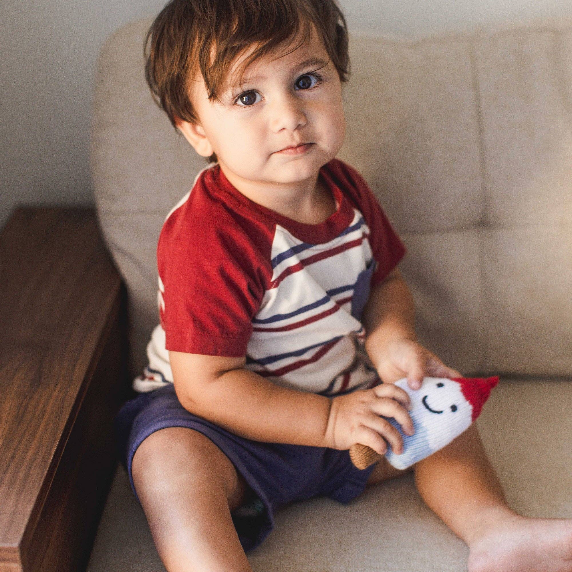 USA Stripe Boy Tee & Shorts Set | Red/Blue