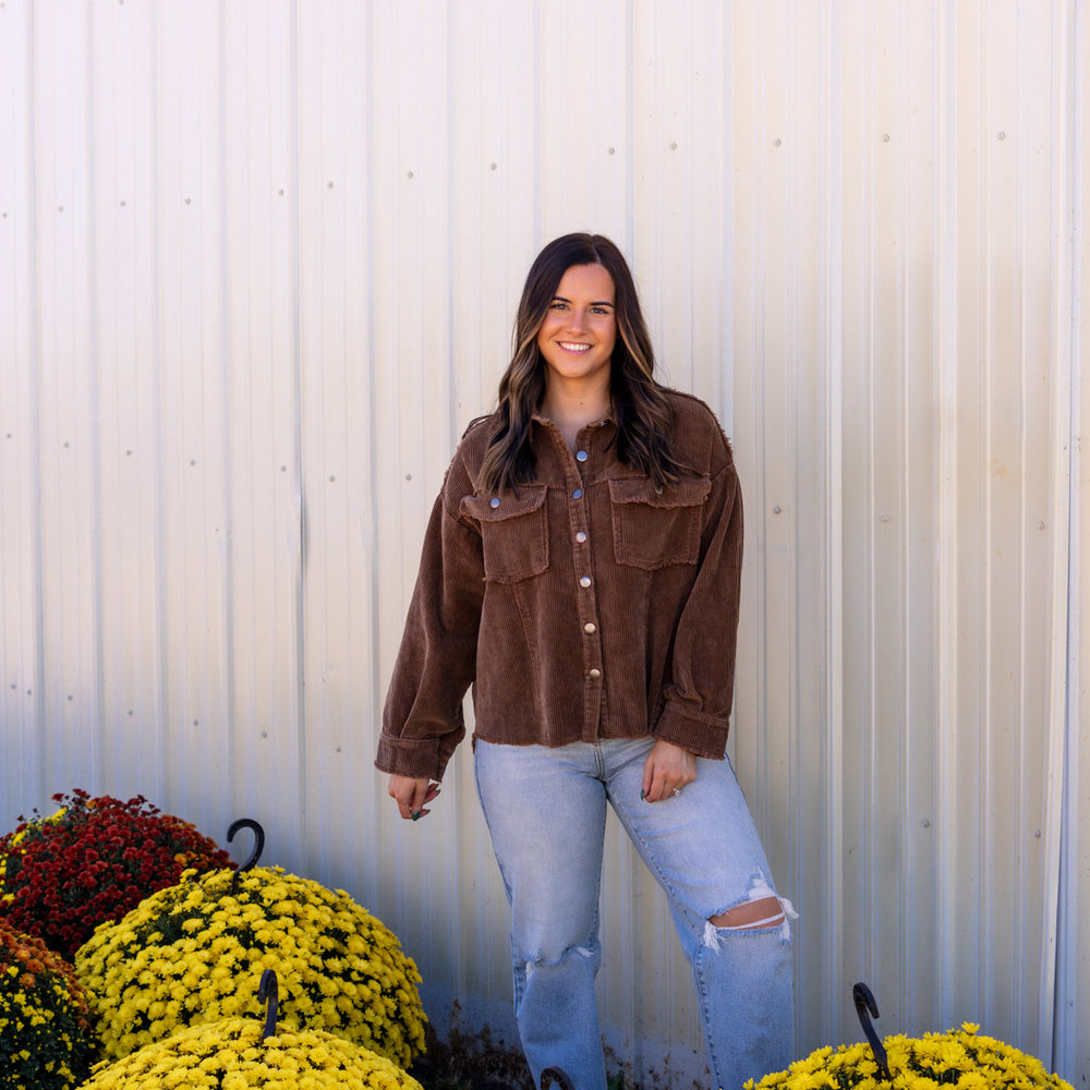 Sophia Corduroy Shacket | Brown