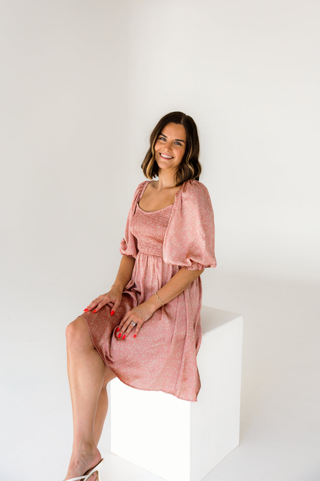 Zuri Floral Babydoll Dress | Dusty Mauve