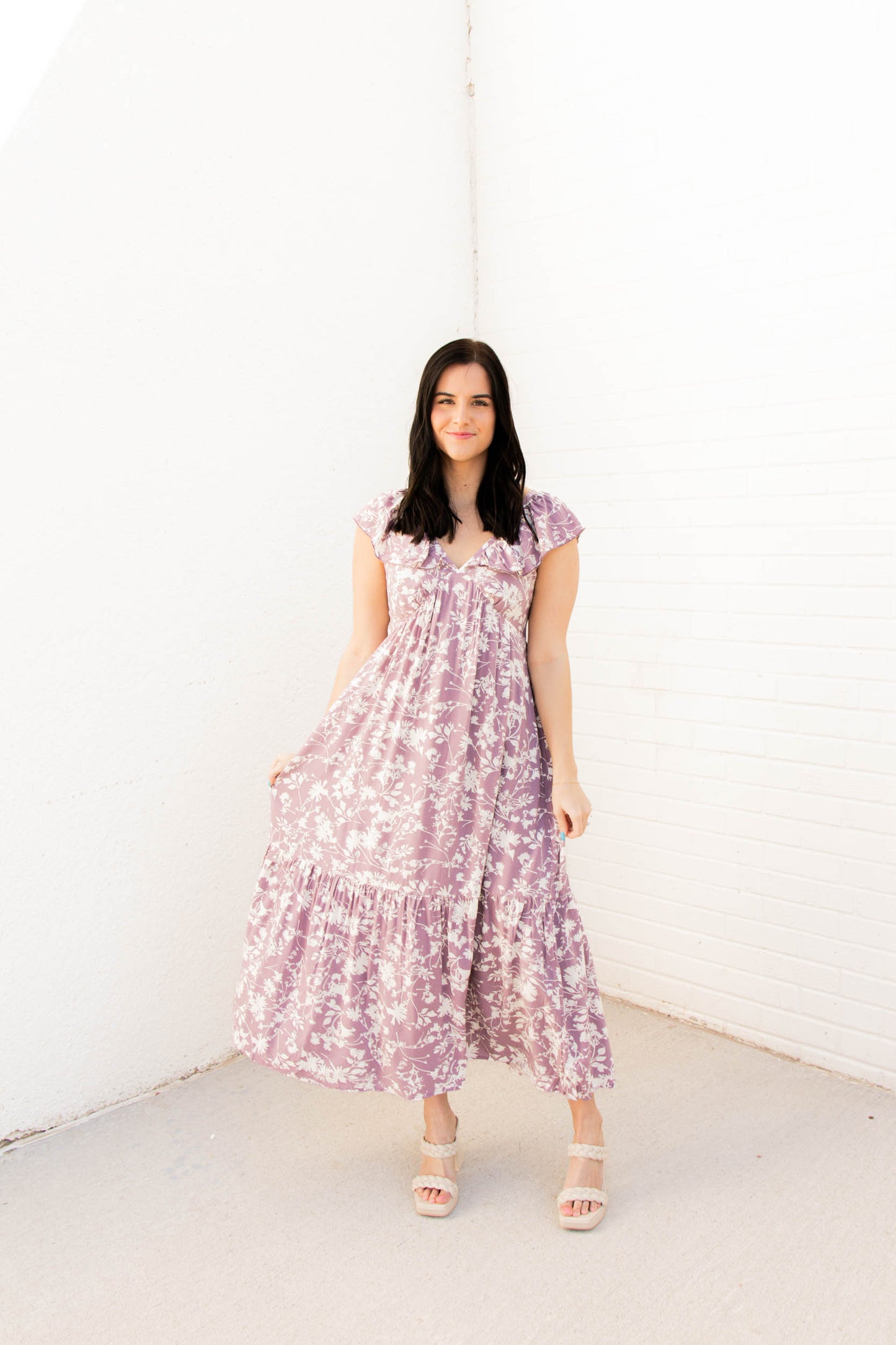 Madison V-Neck Floral Maxi Dress | Lavender