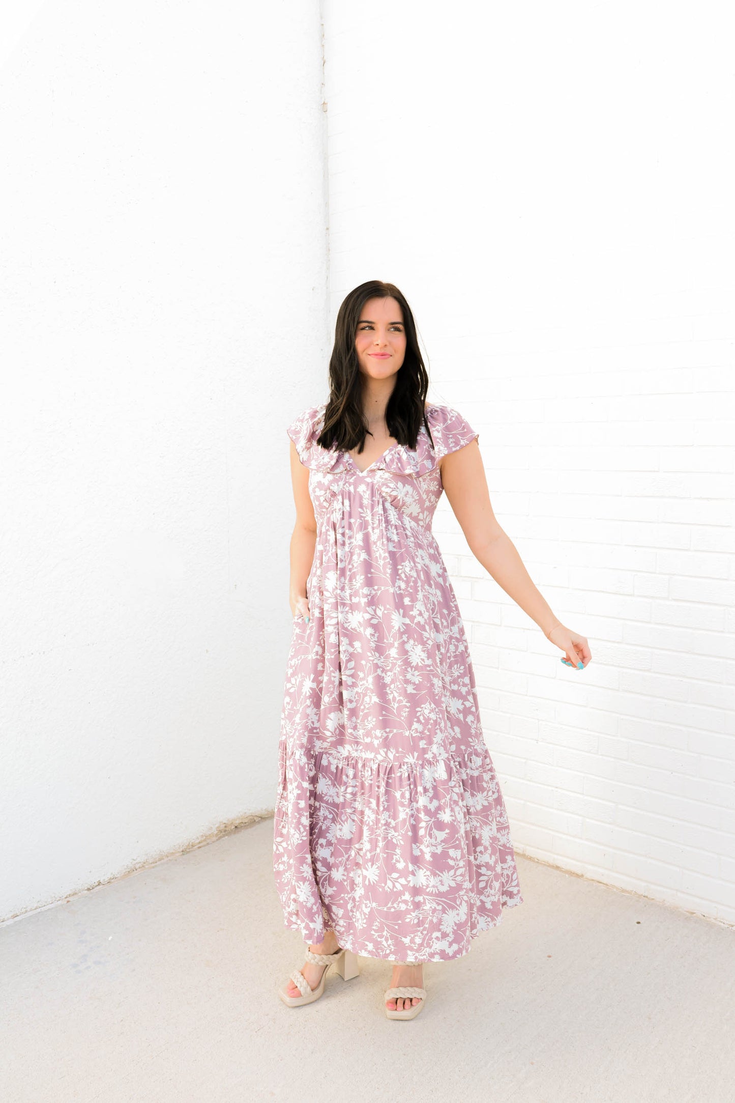 Madison V-Neck Floral Maxi Dress | Lavender